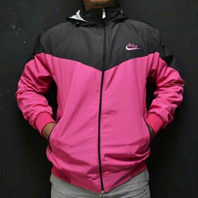 JAKET PARASUT NIKE HITAM PINK / JAKET RUNNING PRIA WANITA