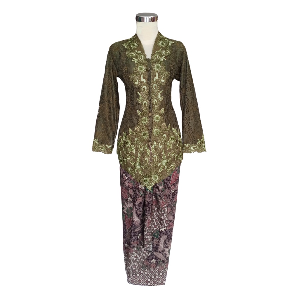 Kebaya Brokat Hijau Army Furing 836