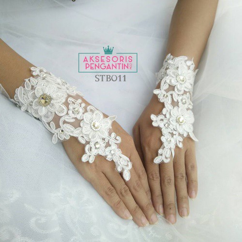 [PRODUK FAVORIT] SARUNG TANGAN WANITA PAYET WEDDING GLOVES AKSESORIS PENGANTIN STB011