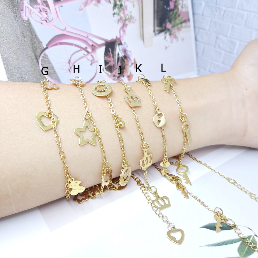 Gelang Titanium Tangan Besar Kaki Karakter Flower Gold - BB625