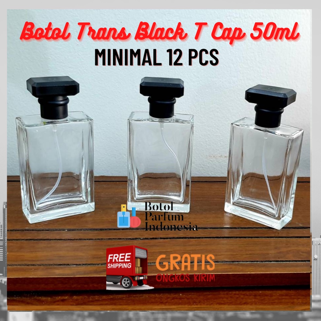 BOTOL PARFUM SPRAY KACA KOSONG 50 ML (BOTOL TRANS  T CAP - BOTOL CHANEL TRANS 50 ML)