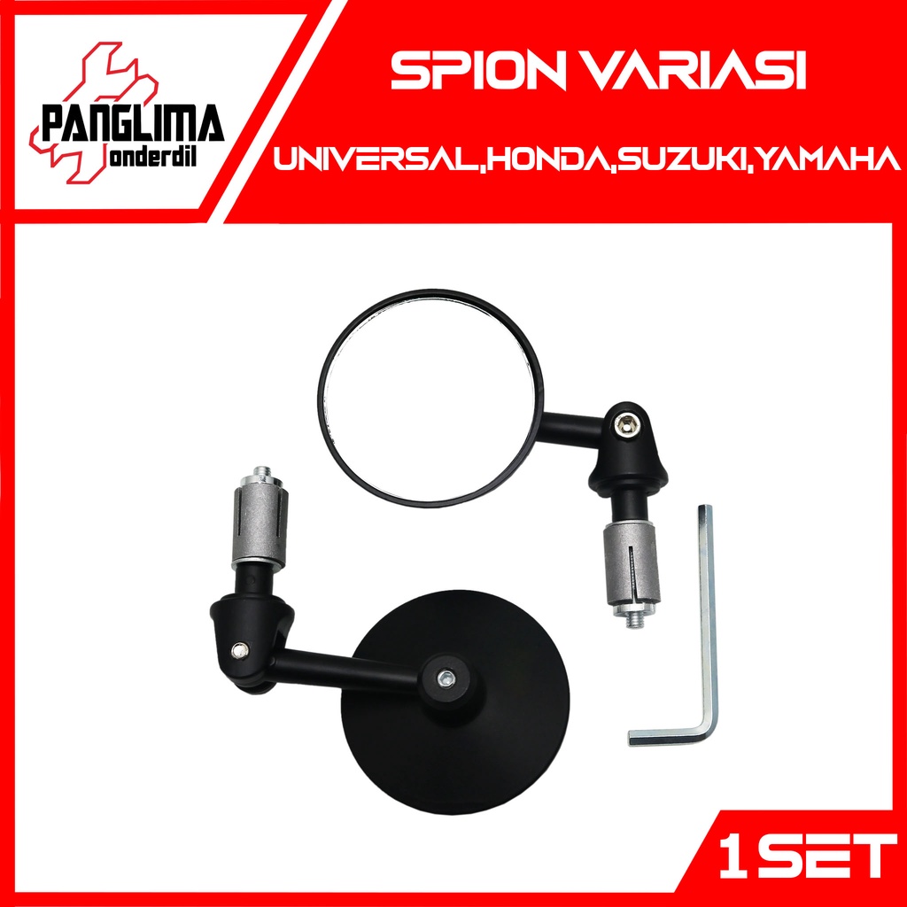 Spion Jalu Bulat Motor Universal Beat &amp; Vario 125-150 LED New &amp; NMAX &amp; PCX &amp; Aerox 155 &amp; Mio M3-Soul Kaca Cembung Sepion Bandul Bar-End Mirror Klasik