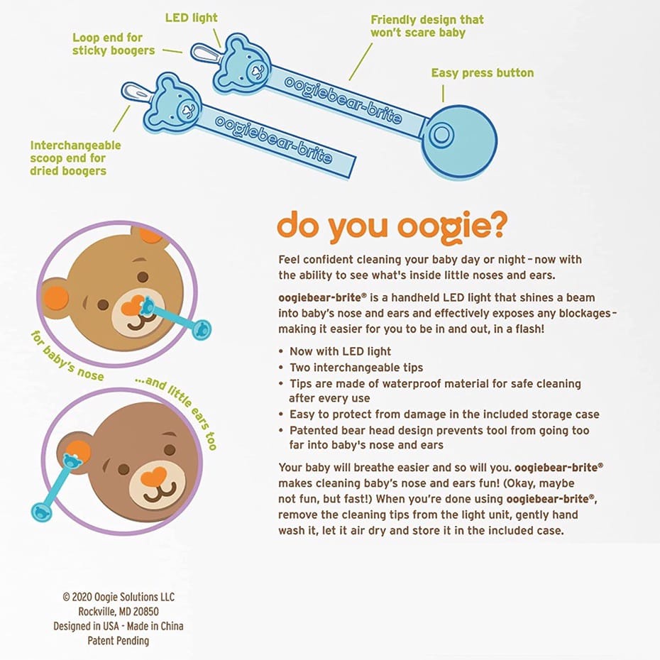 Oogiebear Brite Baby Booger Tool Pembersih Hidung Telinga Bayi Anak 0m+