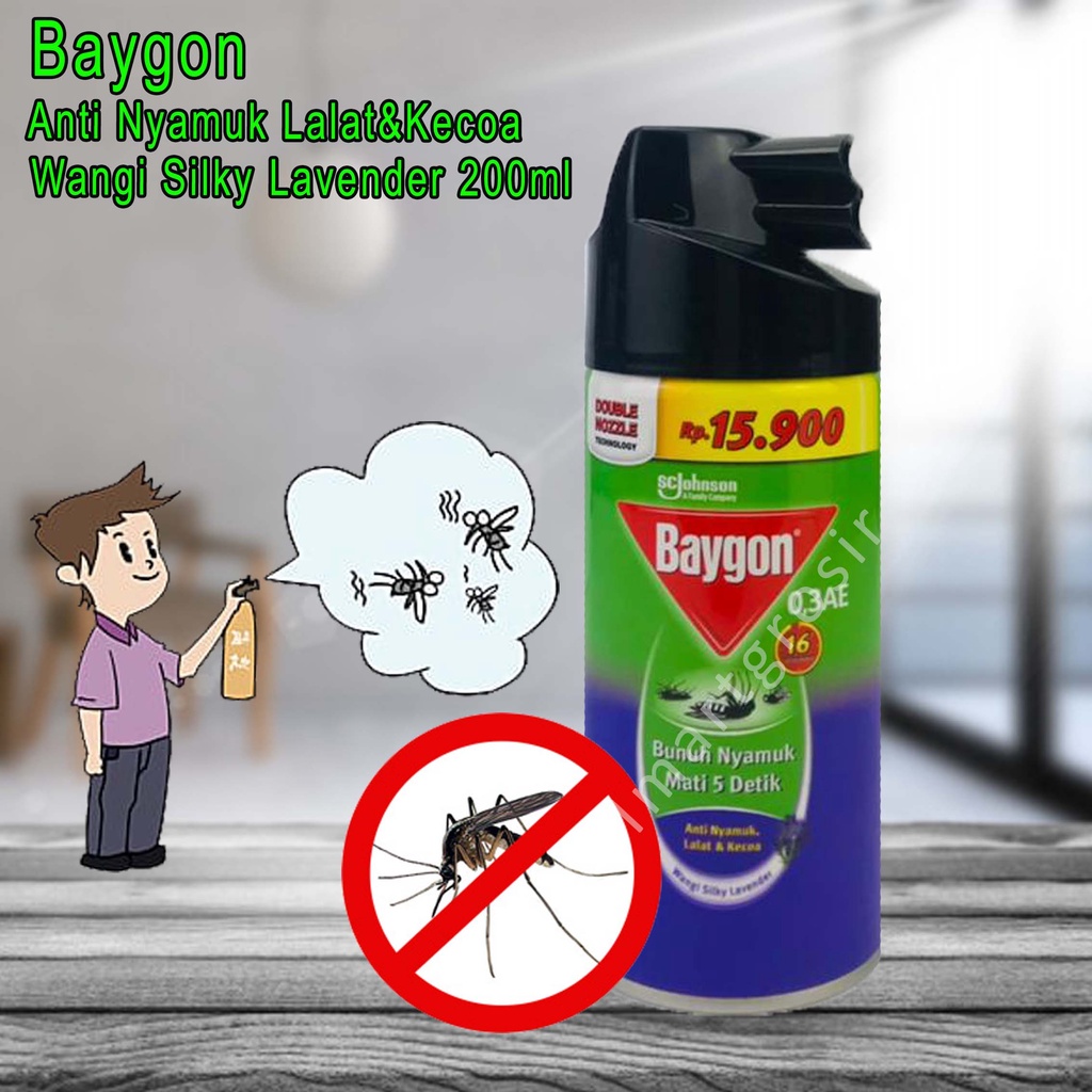 Baygon / Anti Nyamuk Lalat&amp;Kecoa / Wangi Silky Lavender / 200ml