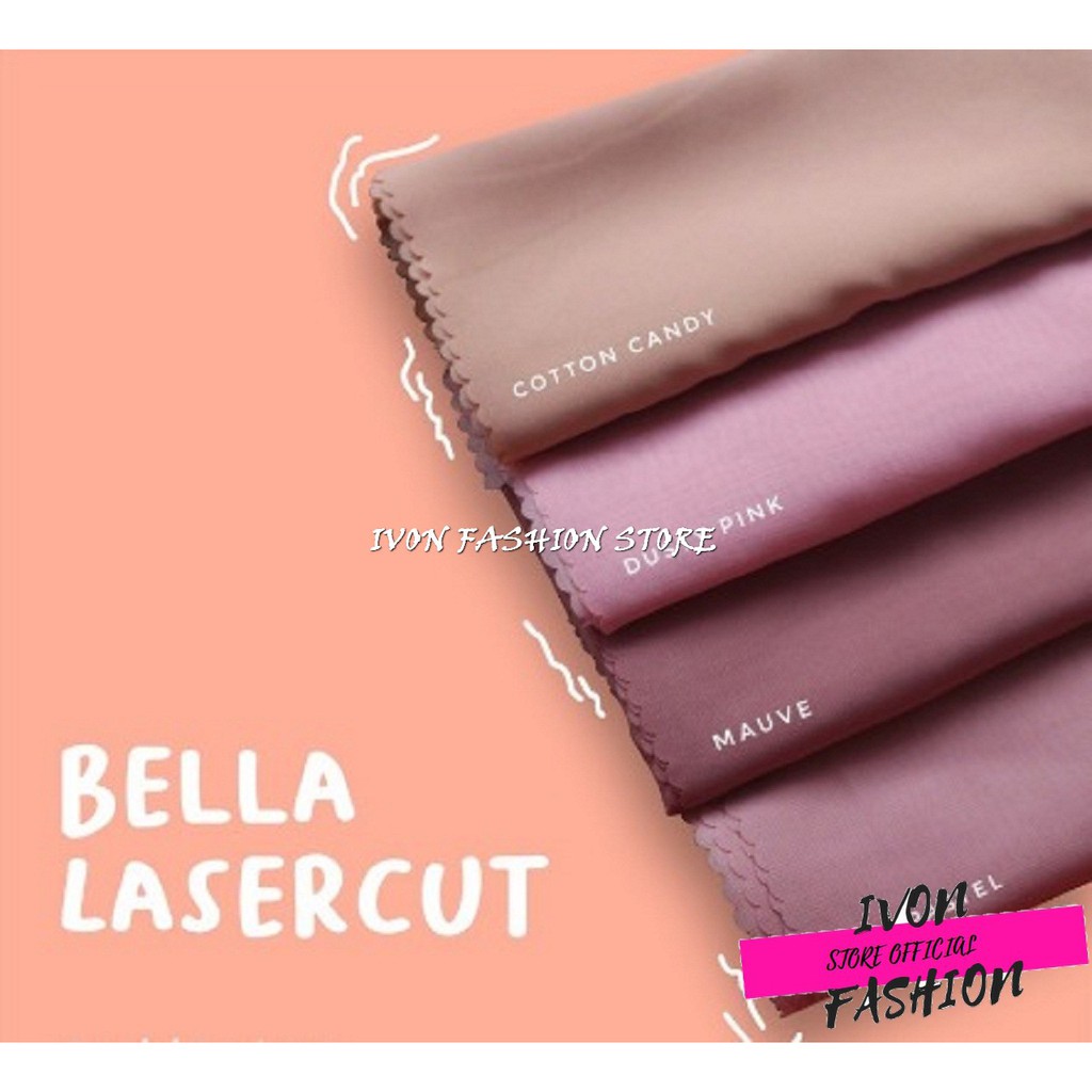 HIJAB SEGI EMPAT BELLA LASERCUT BELLA SQUARE POTTON LASERCUT POLLYCOTTON