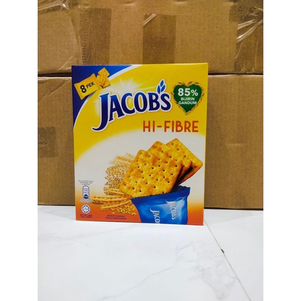 Hi Fibre Box 8 packs Biskuit Jacobs Jacob's 144gr cream cracker malay