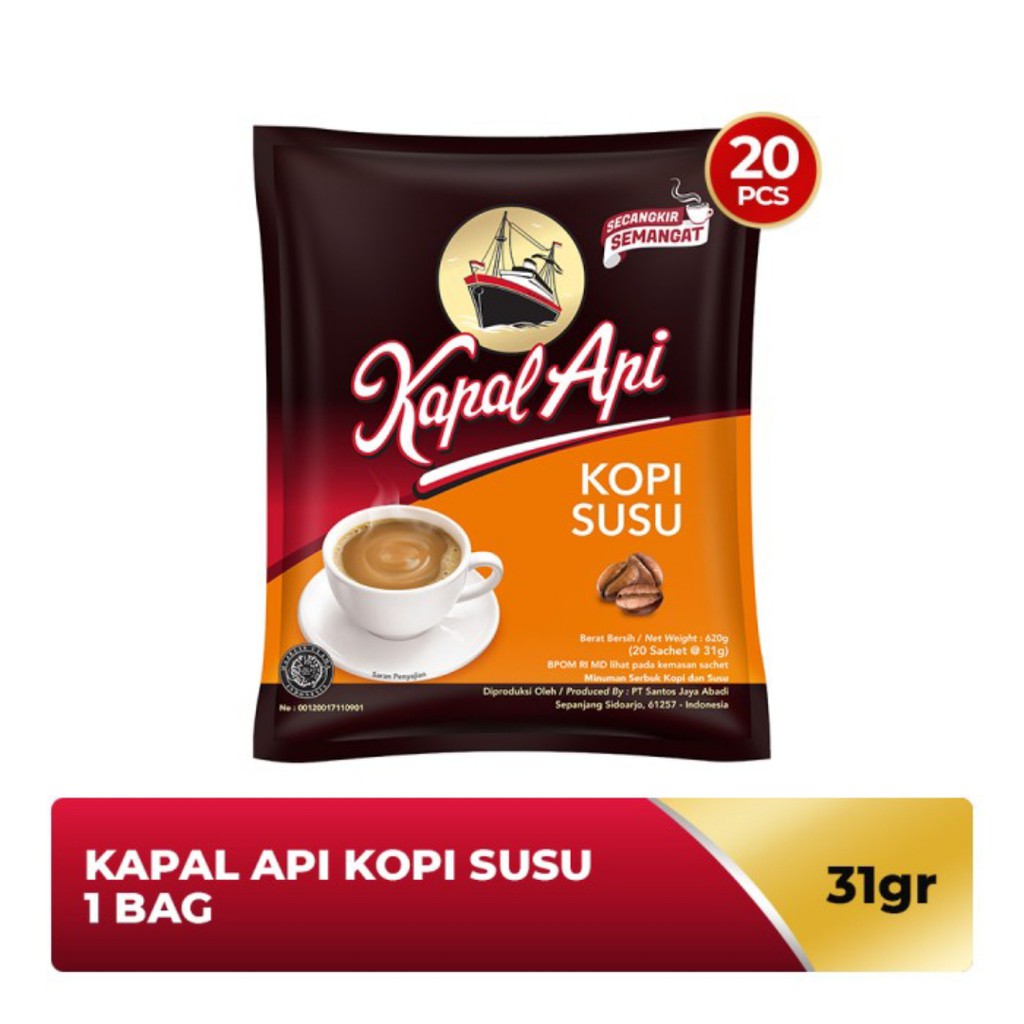 

Kapal Api Susu Bag (Isi 20 Sachet x 31 Gram)