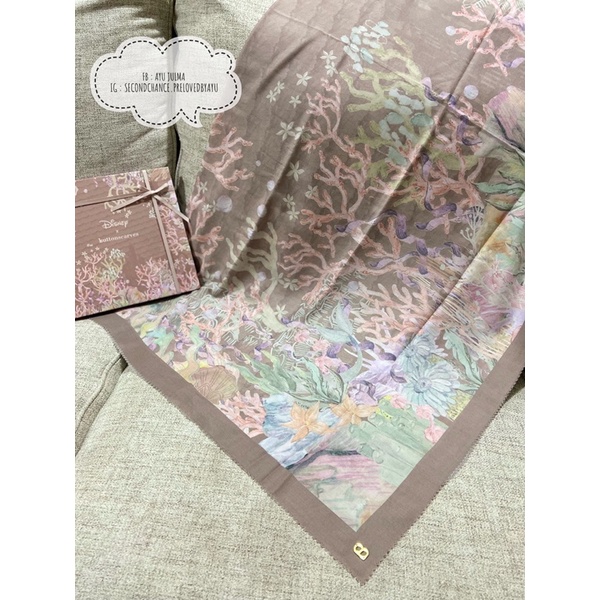 (PRELOVED) Disney x Buttonscarves The Little Mermaid XL Voal Square - TAUPE