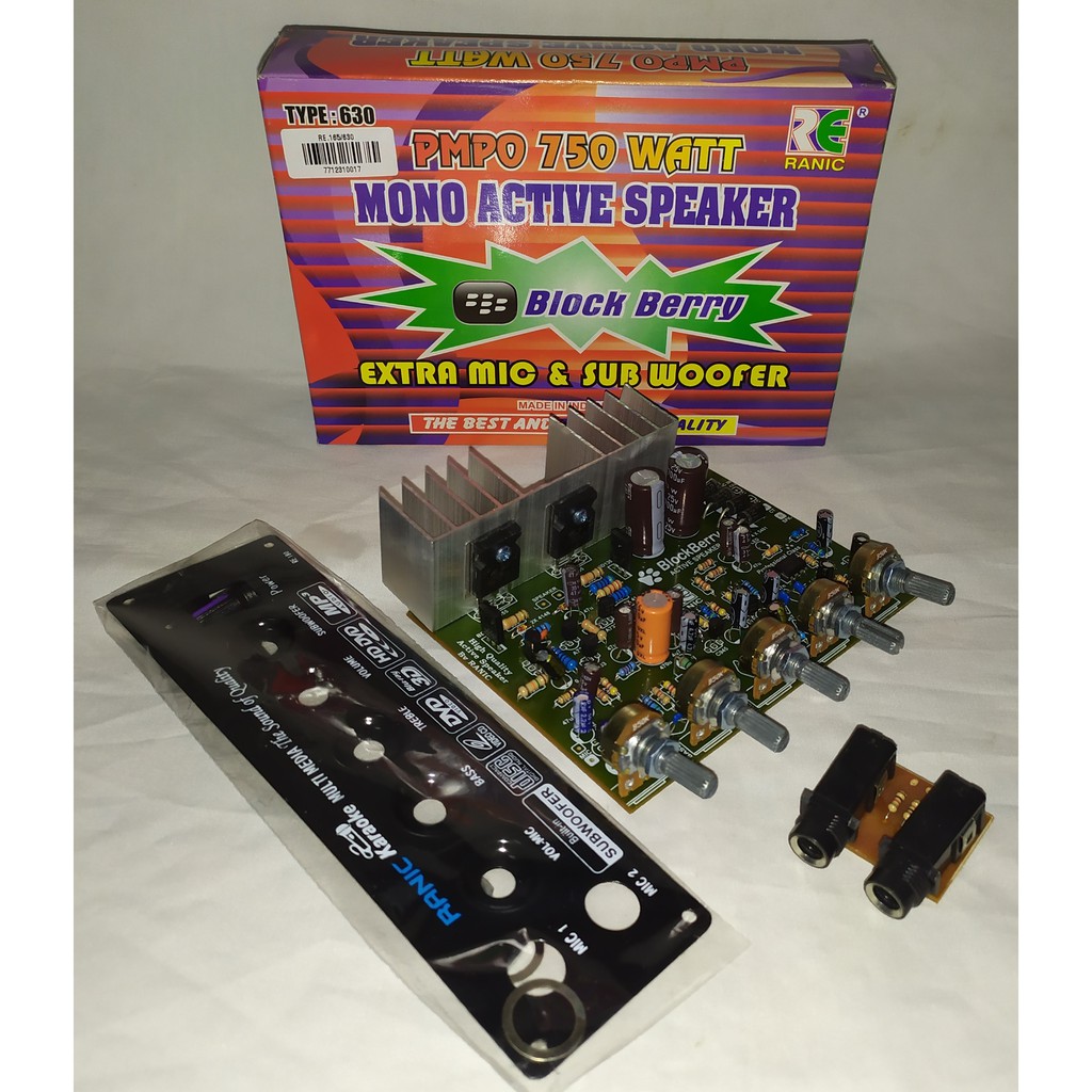 Kit Power Speaker Active Mono Block Berry 750 Watt Extra Mic Mic & Subwoofer Type 630