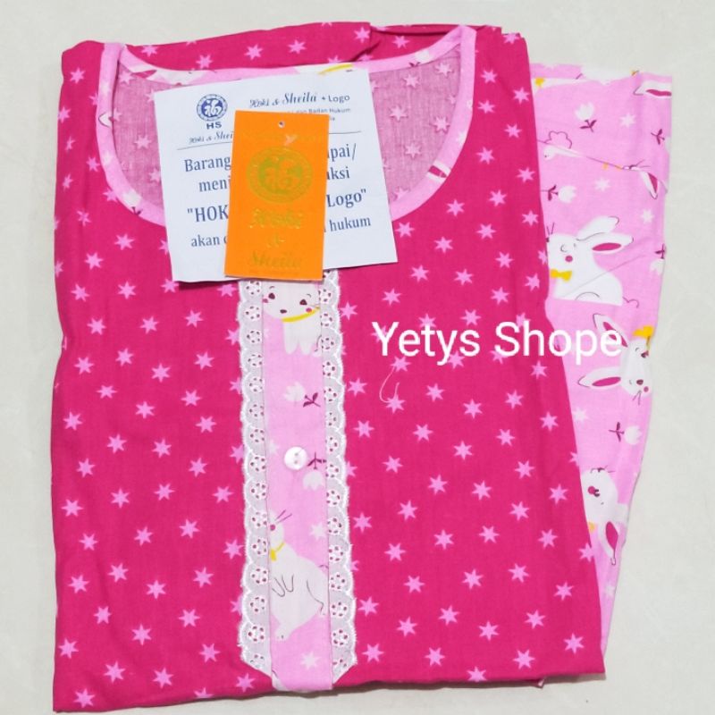 CP Full Kancing Hoki&Sheila LD110 Baju Tidur Piyama Standart [Part 1]-StartRabbit HS Pink