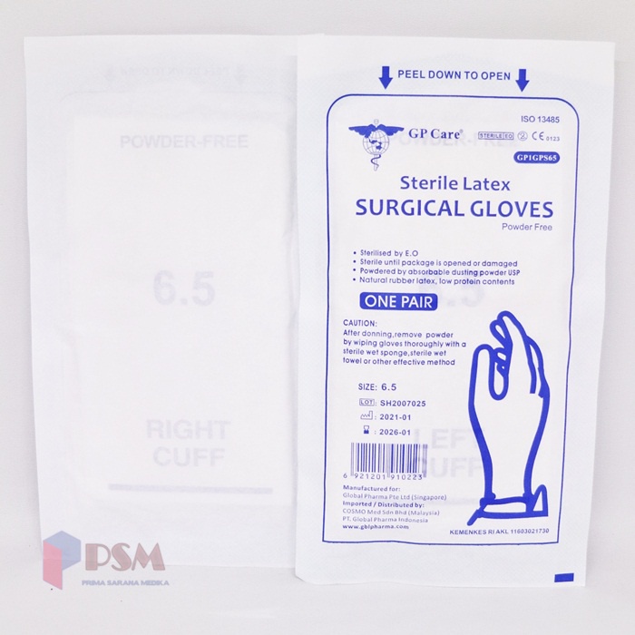 Handscoon Surgical Gloves Latex Sterile Free Powder GP Care Cosmomed  / Sarung Tangan Steril