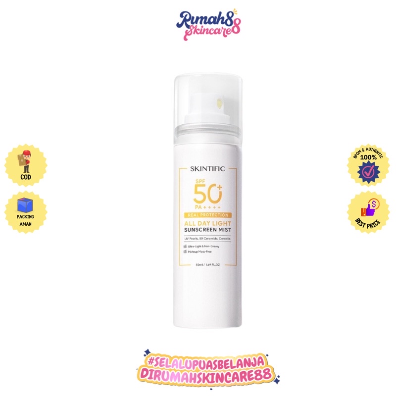 SKINTIFIC All Day Light Sunscreen Mist SPF50 PA++++ Sunscreen Spray 50ml