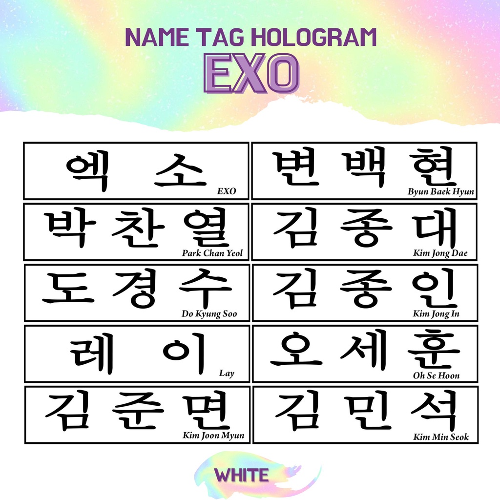 TRANSPARAN STIKER HOLOGRAM EXO NAMETAG (HARGA 2 PCS) NAME TAG TRANSPARANT STICKER NAMA KPOP IDOL KOREA PREMIUM MURAH UNOFFICIAL SUHO BAEKHYUN CHANYEOL DO KAI SEHUN XIUMIN LAY CHEN READY STOCK !