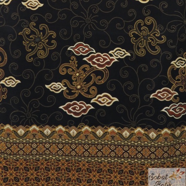 Kain Batik Semi Sutra Motif 40804 Hitam Sogan