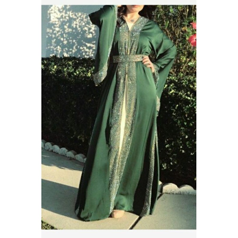 abaya dubai hijau botol