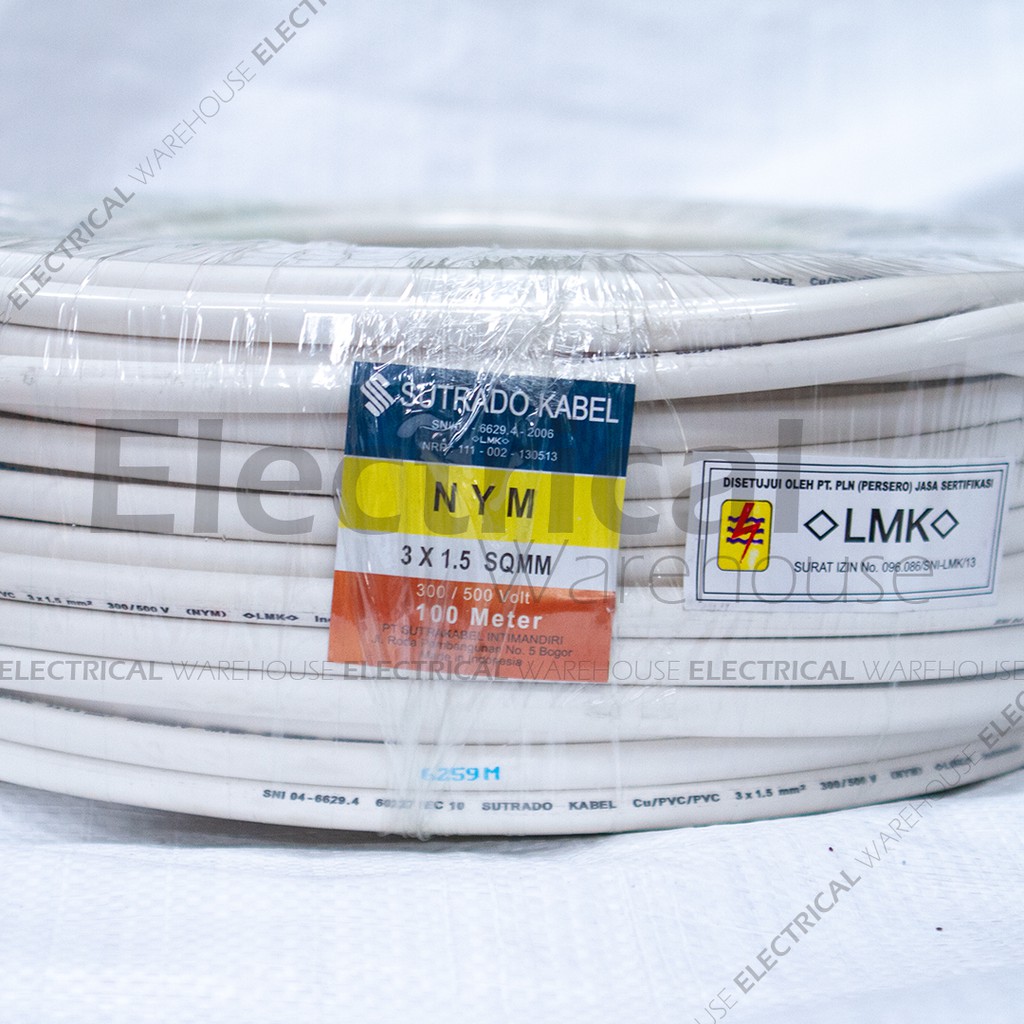 Kabel Listrik NYM 3x1.5mm2 SUTRADO 100 Meter ( 3x1.5mm 3x1.5 3 x 1.5mm 3x1.5 3x1,5 100M )