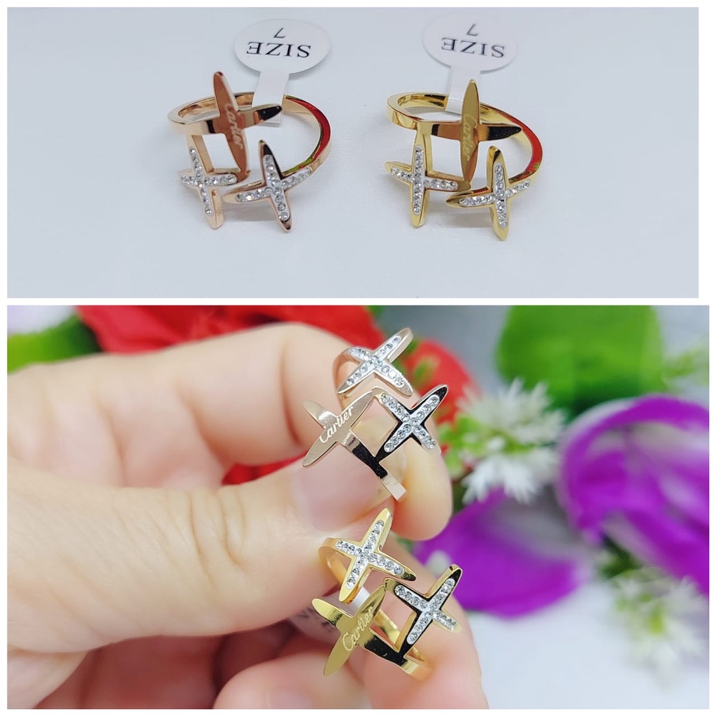 Cincin titanium permata perhiasan fashion 0106-0109