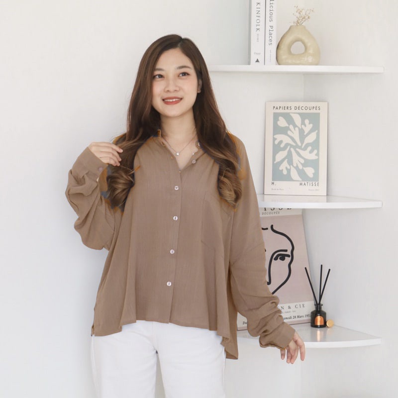 KEMEJA OVERSIZE WANITA RAYON CRINKLE AIRFLOW POLOS G06