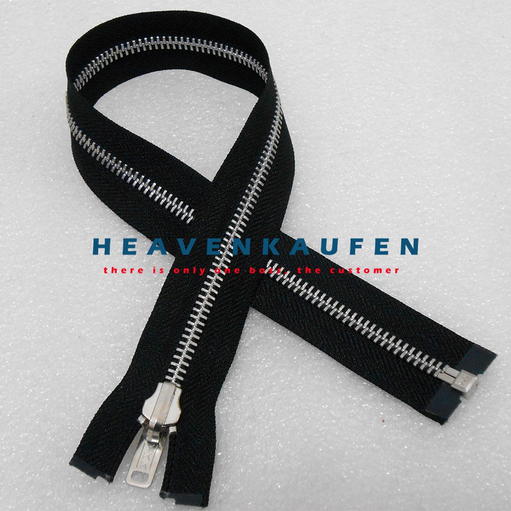 Resleting Zipper YKK 45 cm Gigi Besi Hitam - Silver Bolak Balik