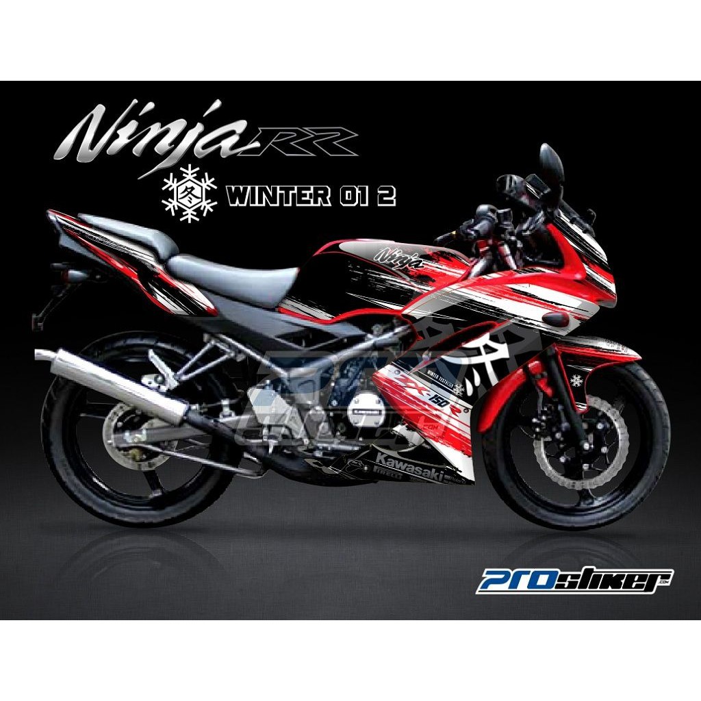 Striping Ninja Rr 150 New Stiker Variasi Motif Winter Merah Full