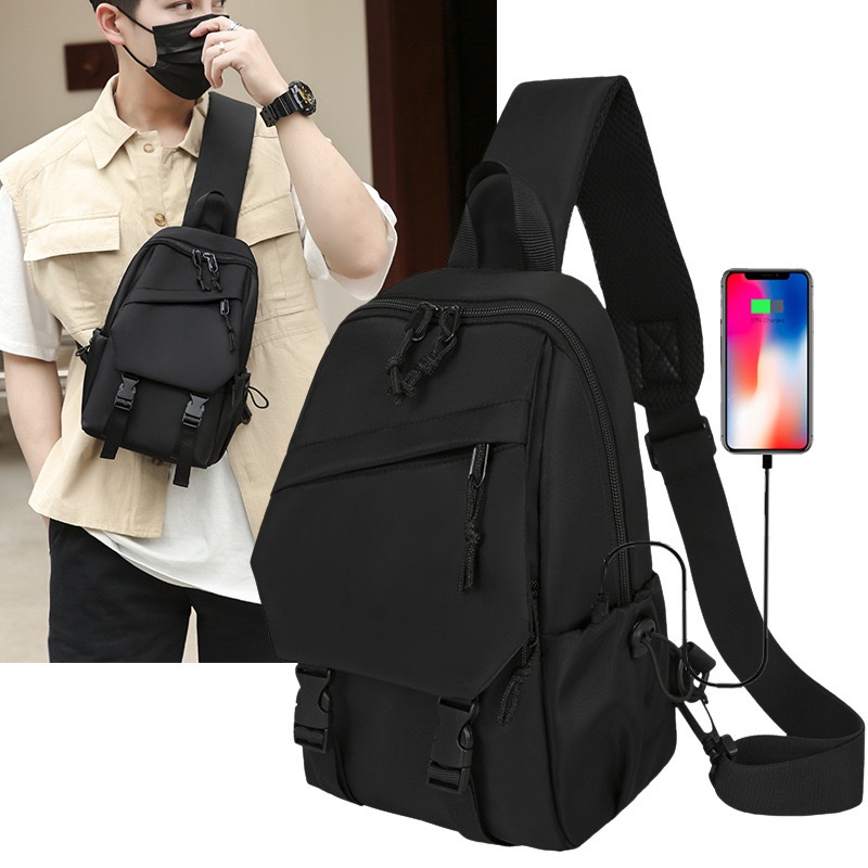 ONLYONE12 Tas Selempang Pria Import / Sling Back Pack Waist Bag / Tas Pria Waterproof / Tas Pria Kerja Serbaguna / Tas Pria Muat Banyak Barang / Sling Backpack Traveling / Tas Pria Dengan Port Usb Tas Galaxy