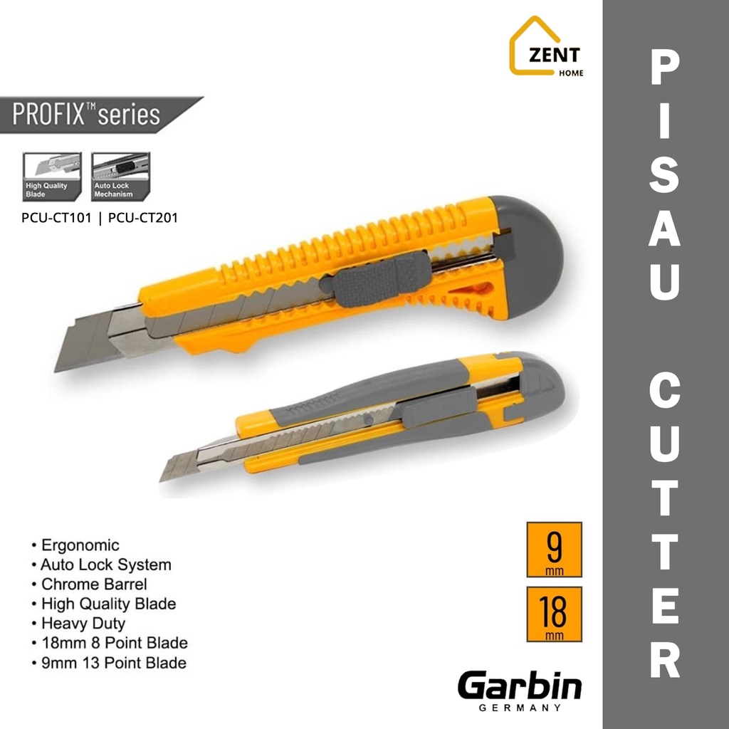 

Pisau Cutter Knife Besar Garbin Germany 18 mm Kater TPR Profix Series PCU-CT101
