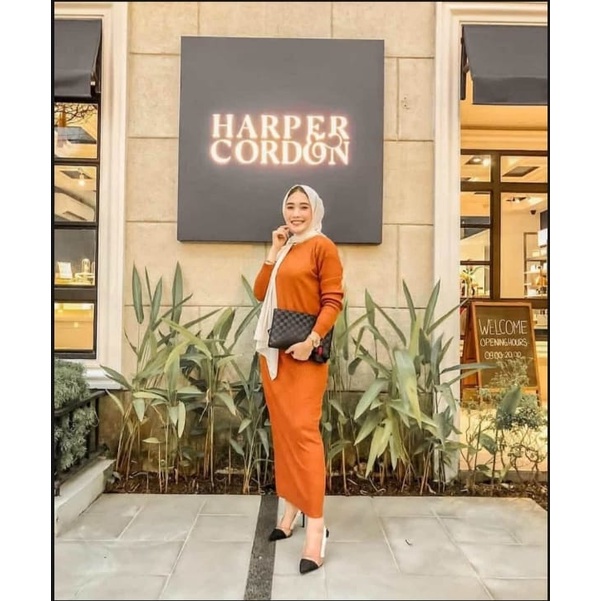 Rok Rajut Span / Rok Span Knit / Rok Panjang / Long Knit Skirt / Rok Wanita Kekinian / Celana Panjang Wanita-Coral