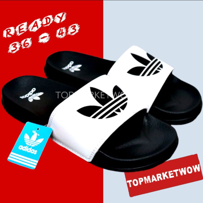 Sendal Adidas Slide Sport Hitam Putih Sandal Slop Pria Wanita Import Premium Flip Flop Vietnam Cewek