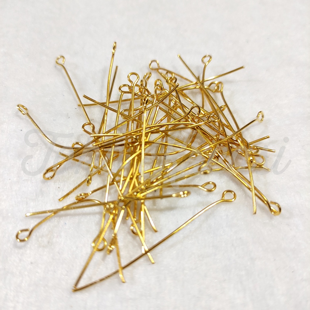 (Per Pack) paku 9 / eye head pin / paku kalung / paku manik silver &amp; gold