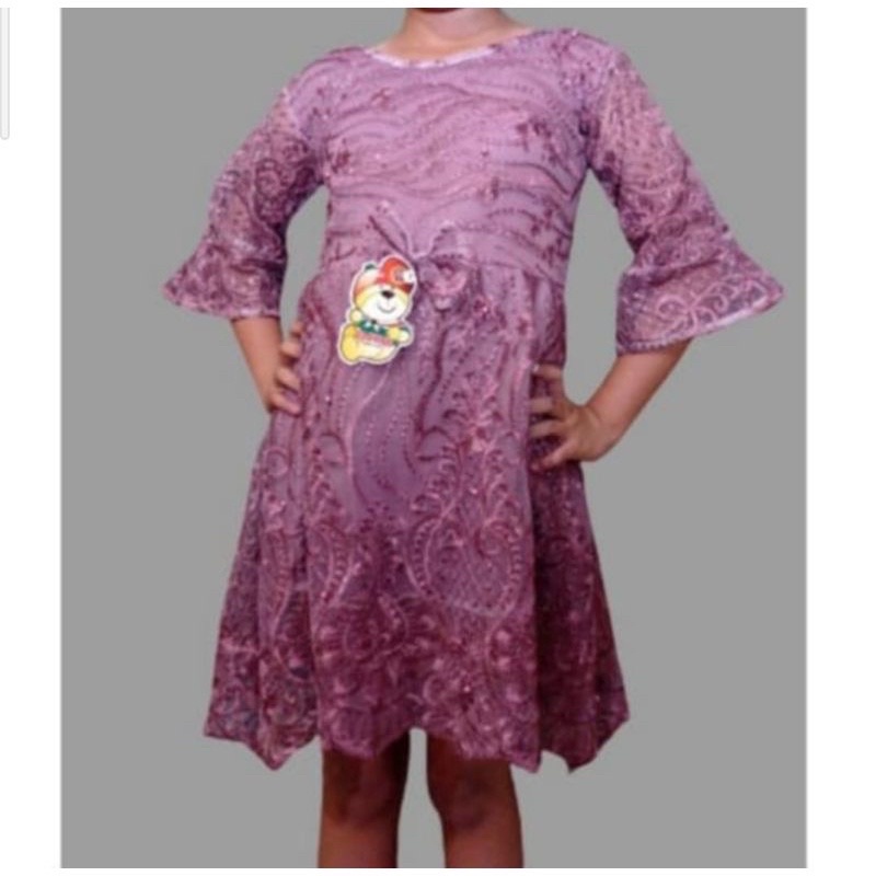 dress anak full brokat usia 5-8 tahun