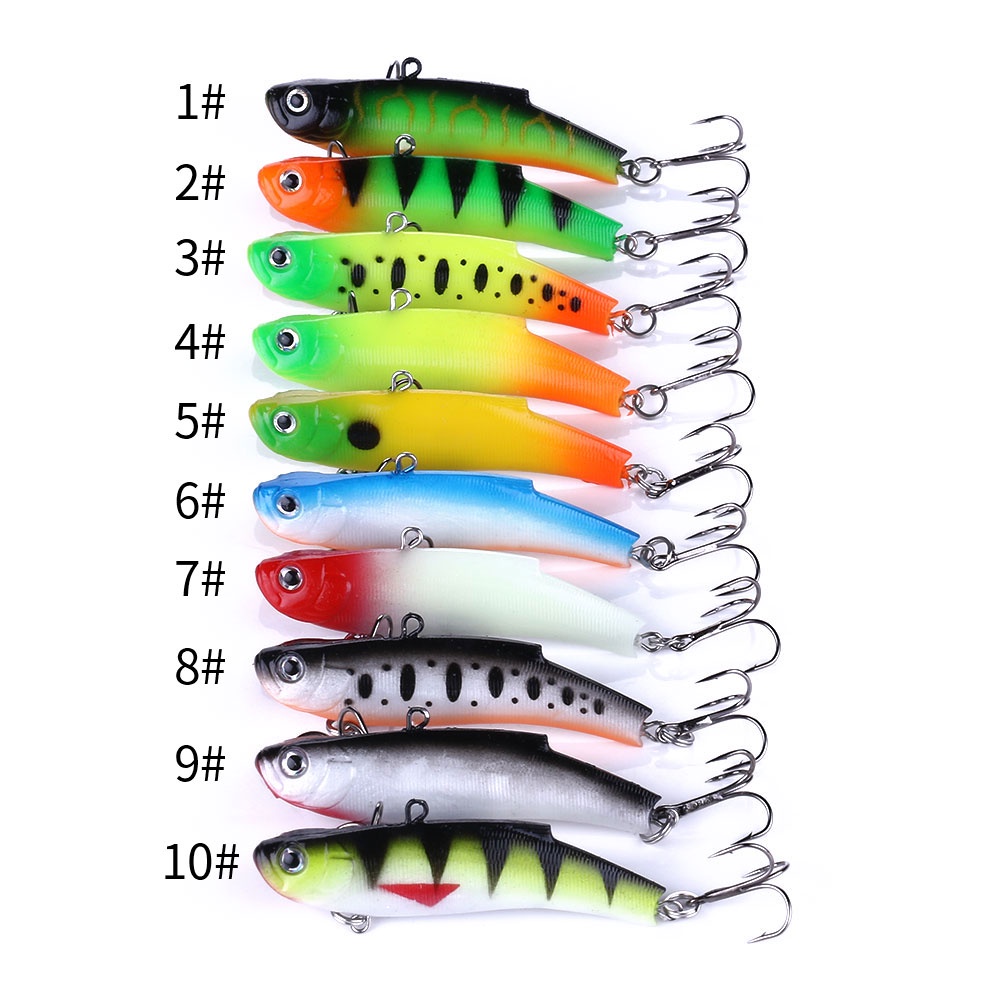 Hengjia 1pc Umpan Pancing Softlure Bentuk Ikan Vibe 7cm / 17g 10 Warna Dengan Kail Treble