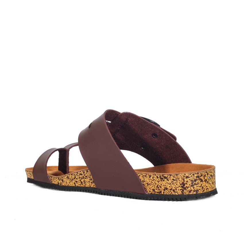 ALFARO BROWN |FORIND x Zensa| Sendal Jepit Tali Kulit Simpel Kayu Pria/Cowok/Men - Sandal - Footwear