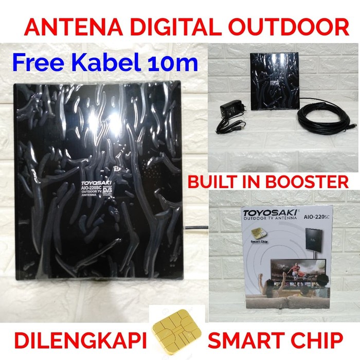 ANTENA TV DIGITAL OUTDOOR TOYOSAKI AIO 220sc FREE KABEL 10m