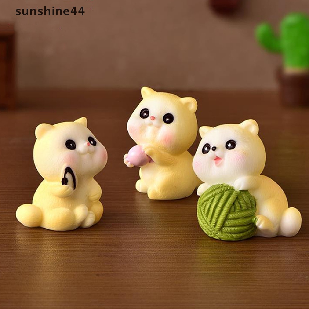 Sunshine 1Pc Miniatur Kucing Nakal Bahan Resin Untuk Dekorasi Rumah / Taman