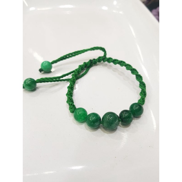 Gelang Batu Alam Giok Hijau Tali Handmade Macrame