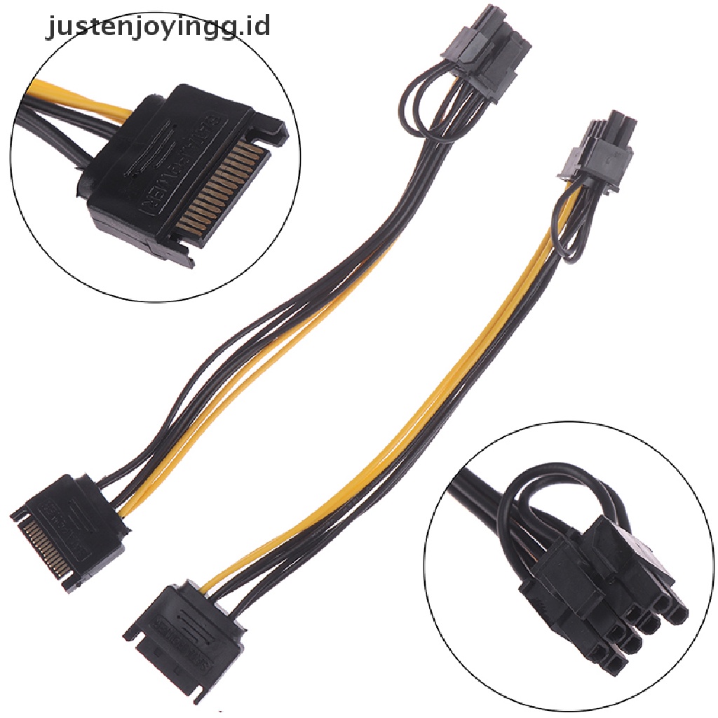 / / Justenjoyingg.id / 15pin Kabel Power SATA Male to 8pin Panjang 20cm Untuk Kartu Grafis PCI-E 6 + 2