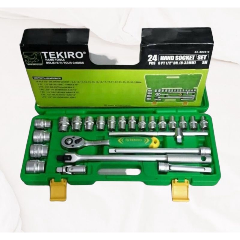 TEKIRO SOCKET SET 24PCS SEGI 6 SQUARE 1/2 24PCS BOX PLASTIK