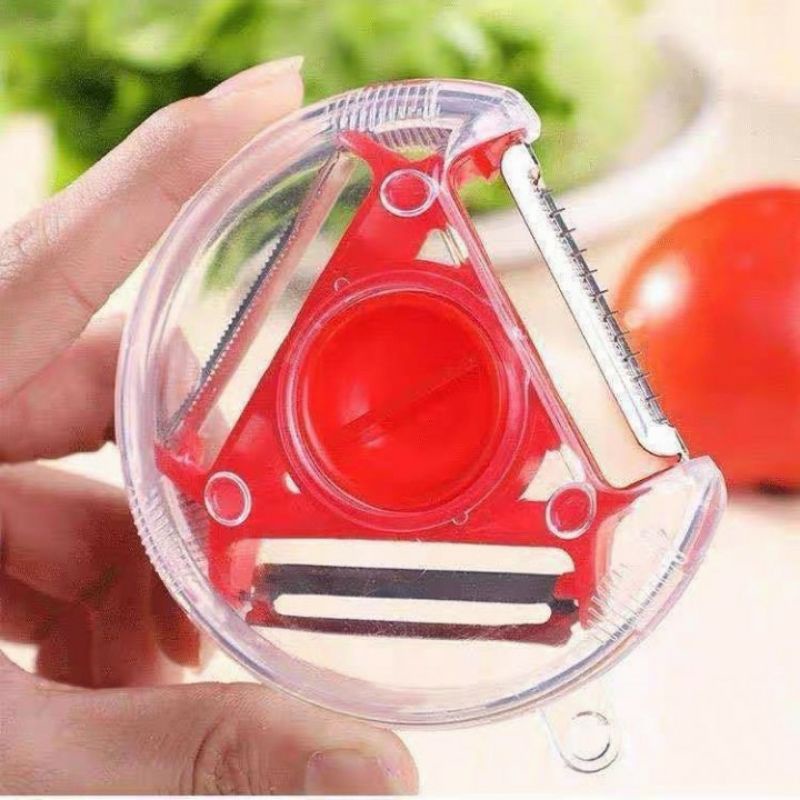 

Pisau Kupas Putar Segitiga 3in1 Alat Peeler Buah 3 sisi pisau Serbaguna