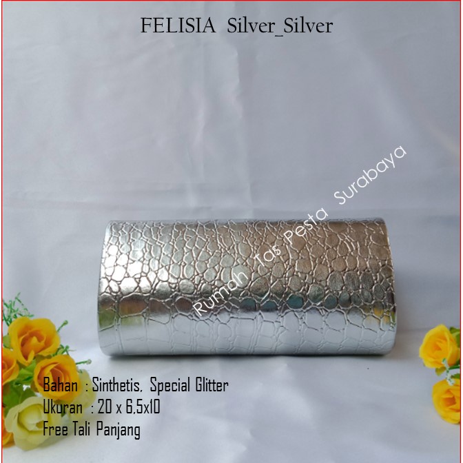 Tas Lucu,Tas Murah,Tas Mewah,FELISIA  PITA SAMPING Silver_Silver