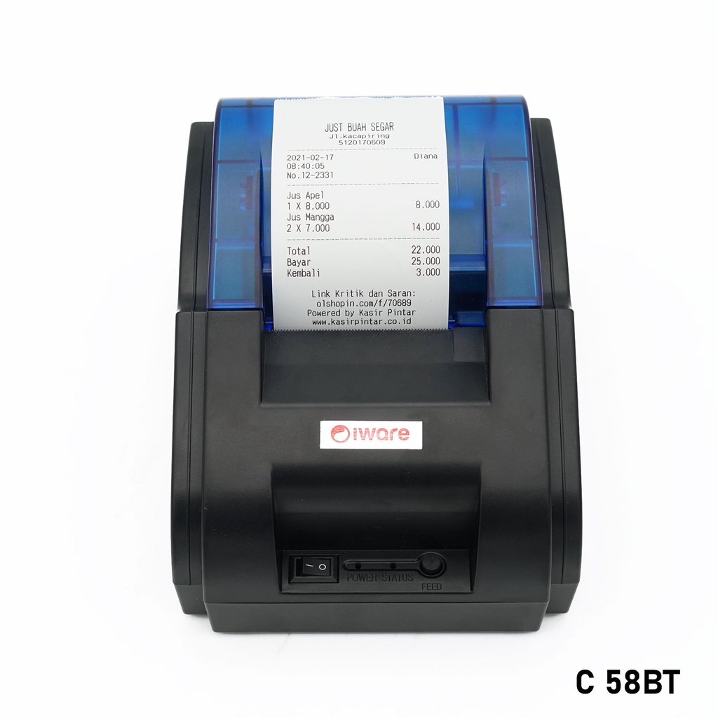 Mini Thermal Printer Bluetooth IWARE 58BT RPP02N 58mm Support Mokapos RPP02N