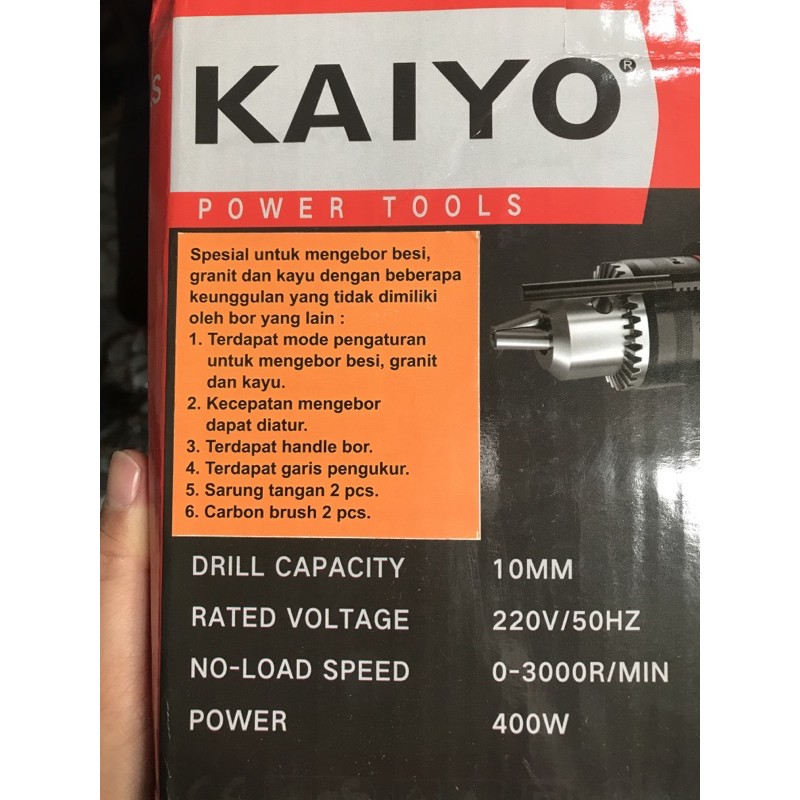 KAIYO MESIN BOR BESI BETON KAYU 10 MM KAIYO DAN MATA BOR BESI 13 PCS