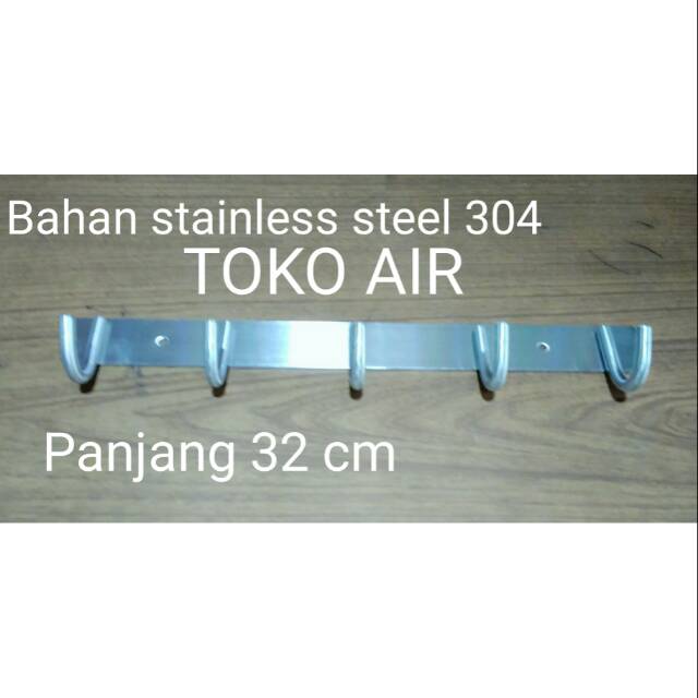 Kapstok / Gantungan baju 5 kait stainless steel tebal 304