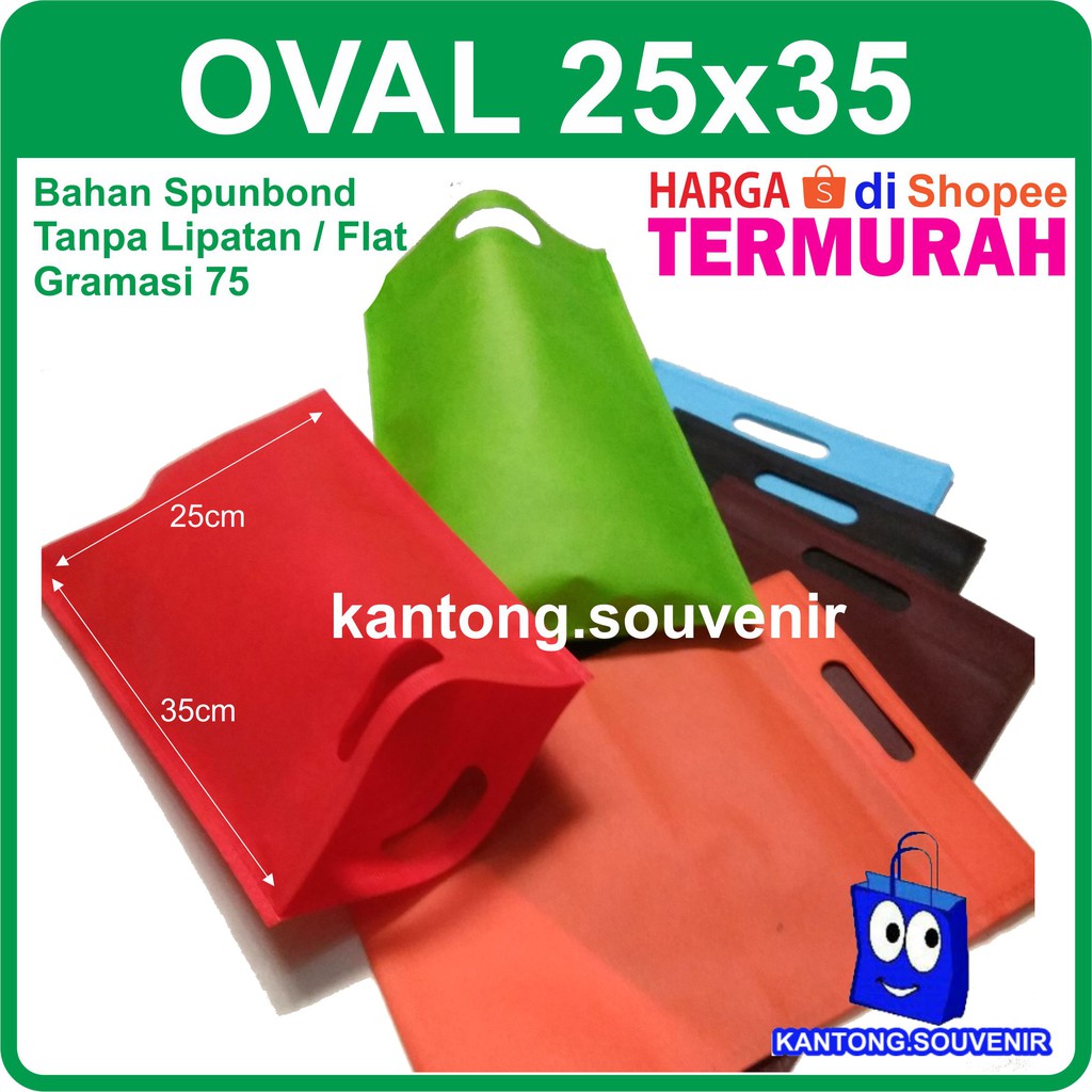 

Oval 25x35 tas spunbond / tas goodie bag / tas goodiebag / tas polosan / tas kain polosan murah