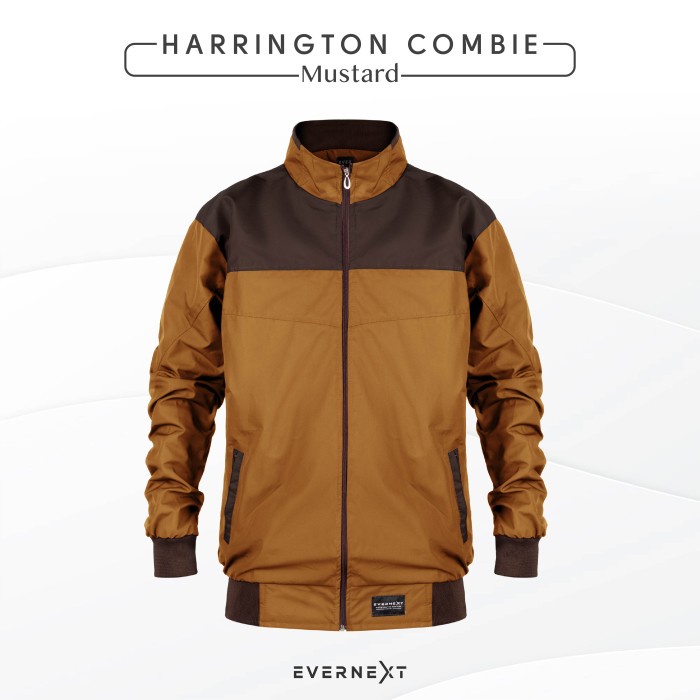 JAKET PRIA JAKET HARRINGTON COMBIE JAKET CASUAL PRIA JAKET MOTOR - MUSTARD BROWN, XL(U3E7) COD PROMO