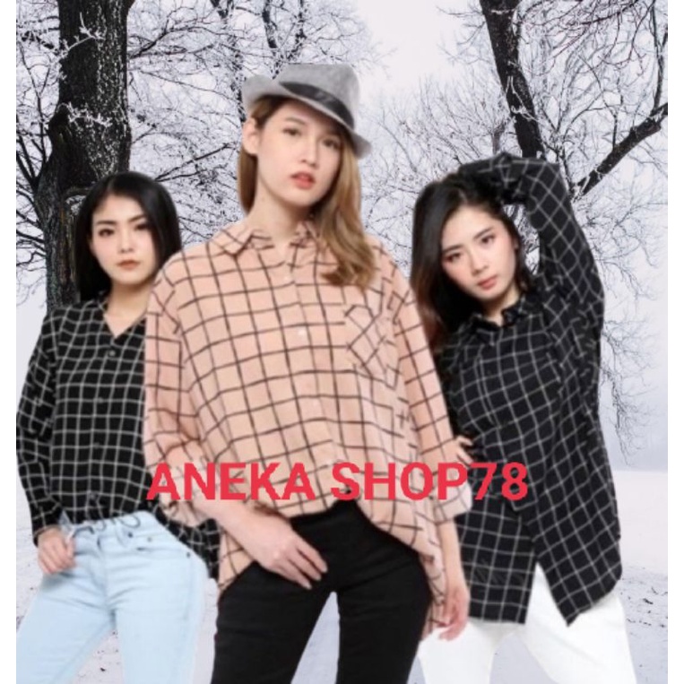 Kemeja Wanita Kotak Premium / Kemeja MONALISA KOTAK/ Monalisa Blouse / Kemeja Motif Kotak /