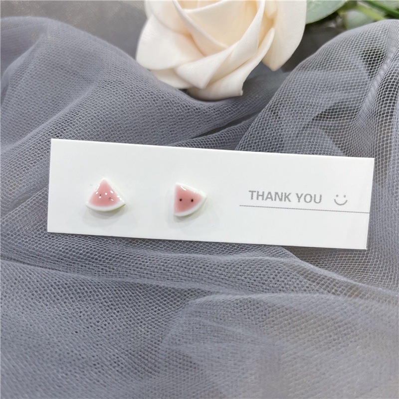 S925 Sterling Silver Needle Ceramic Earring Set Combination Exquisite Small Cute Simple Girl Student Jewelry Accessories