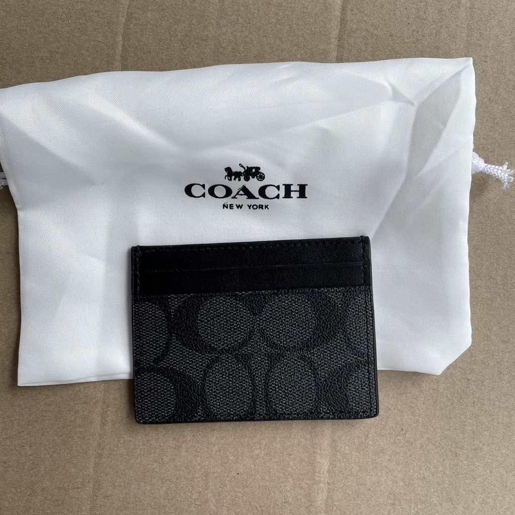 dompet kecil COACH Card Holder Card Case In Signature Canvas Logo Original