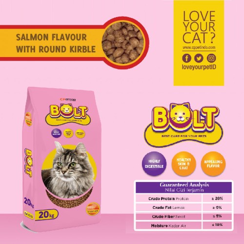 Makanan kucing BOLT Adult Kemasan Repack 1kg &amp; 800gr