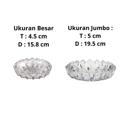 Ashtray Kaca Tebal Murah / Asbak Beling Kaca Kristal Jumbo Ukuran 16 dan 20 cm