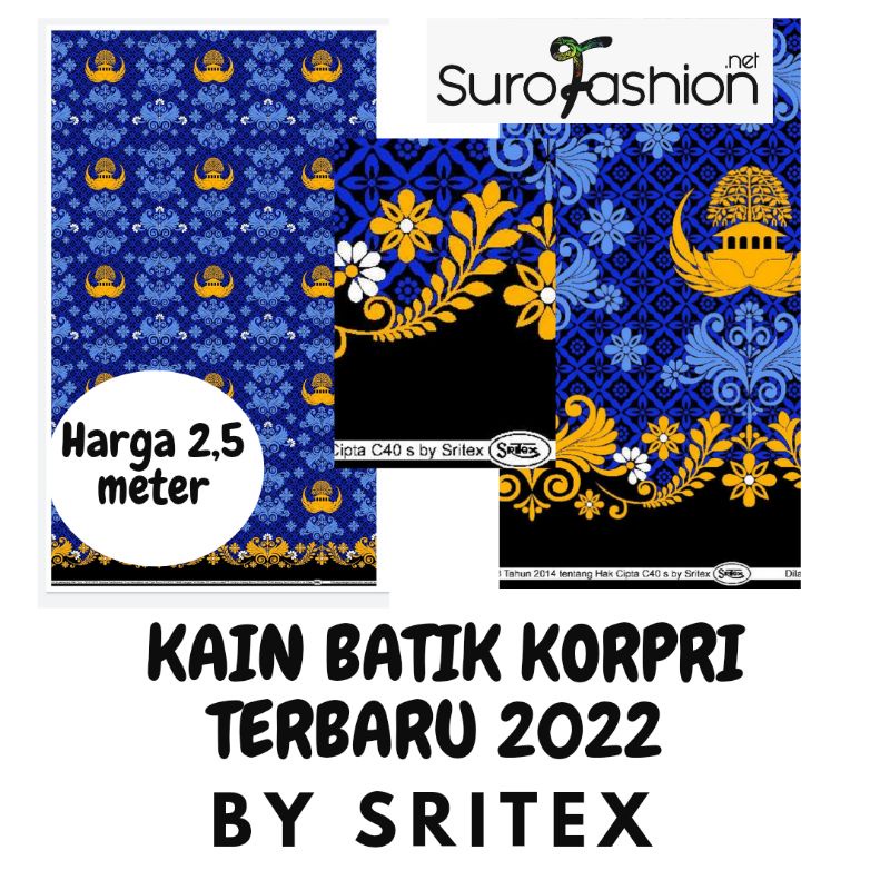 KAIN BATIK KORPRI TERBARU C40S C50s PRODUKSI SRITEX HARGA 2,5 METER